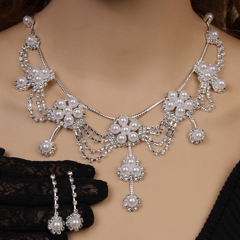 3pcs Fashionable Bride Necklace Zircon Set Imitation Zircon Necklace Earrings Set For Women's Wedding Banquet Accessories