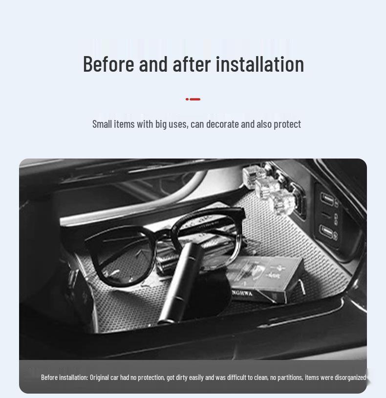 Compatible with silicone storage boxes, eyeglass cases, and accessories under the center console for 25 Changan CS75 models.