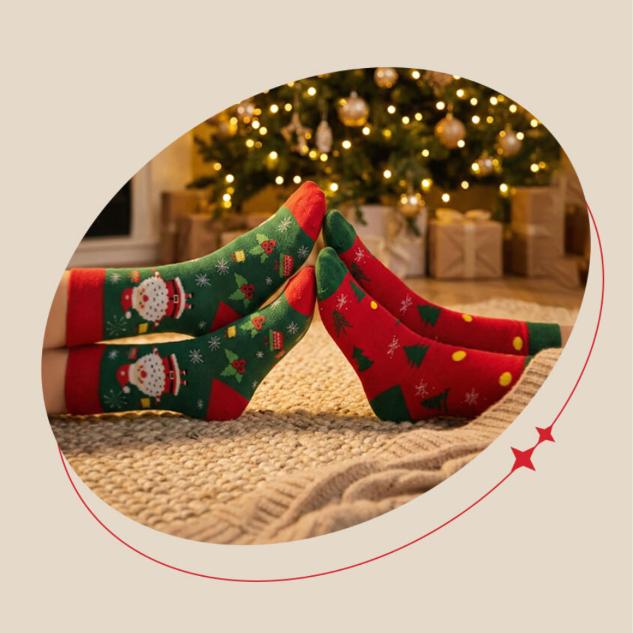 Christmas Socks 3-Piece Gift Set, Santa Holiday Socks with Gift Box
