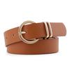 Gold Round Button Women's Belt PU Leather Leather Belt Vintage Waistband Belts  Pants