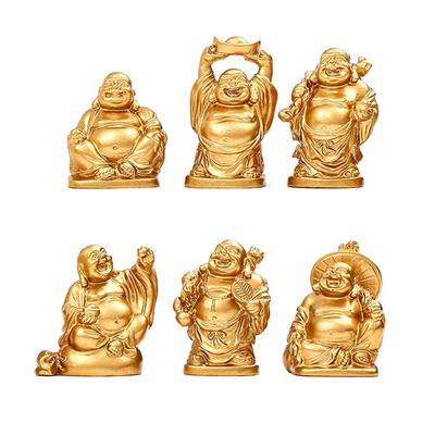 Figurki Kingsiely Hotei, Siedmiu Szczęśliwych Bogów, Złote, Hotei i Bodhisattwa Maitreya, Statuetki Buddyjskie, Przedmioty, Dobrobyt Biznesowy, Szczęście, Feng