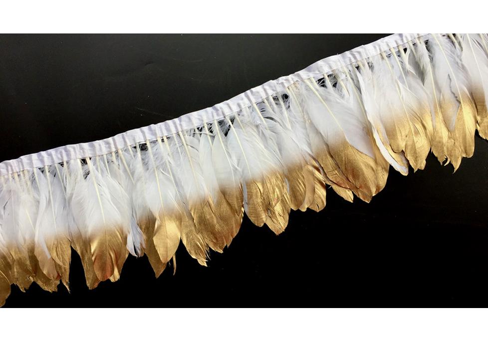 15-18cm Gold Goose Feather Lace Ribbon for DIY Costumes and Stage Accessories