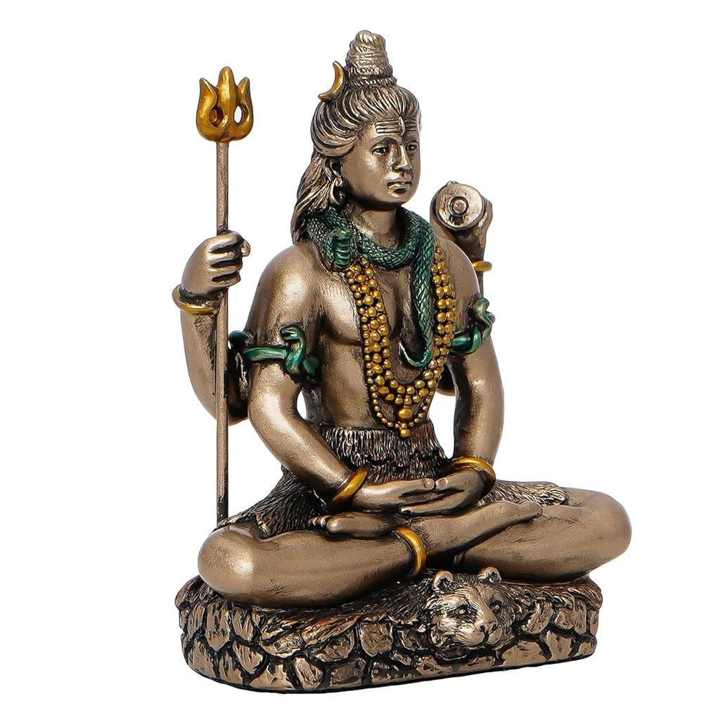 Braune Harzstatue des meditierenden Lord Shiva | Lord Shiva Idol für Heimdekoration Pooja-Raum Büro Armaturenbrett im Auto | Shiv Murti | Shiv Idol Geschenk für