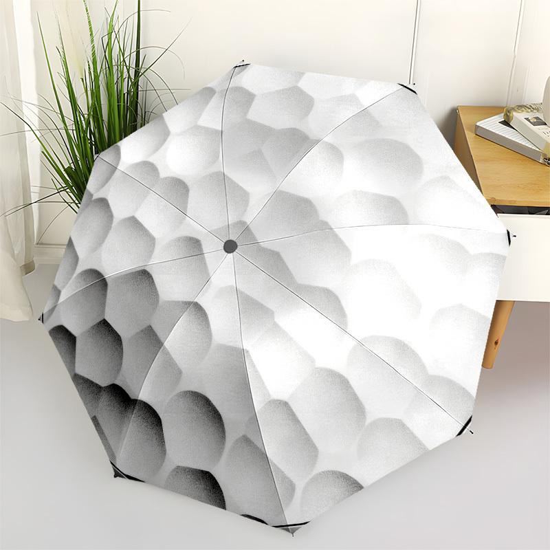 1pc Golf Ball Texture Automatic Folding Umbrella, Heavy Duty 8 Rib Iron Frame, Suitable for Travel, Daily Use, Birthday, Decor Gift 99