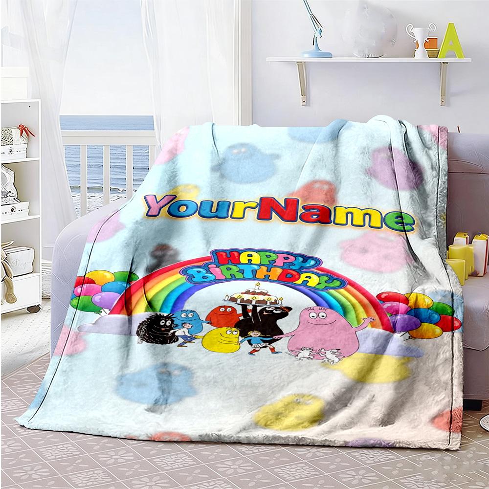 Teletubbies Customize Your Name Blanket Multi-purpose Customizable Blanket Warmthful Decor Versatile for Chair Couch Bed Living Room