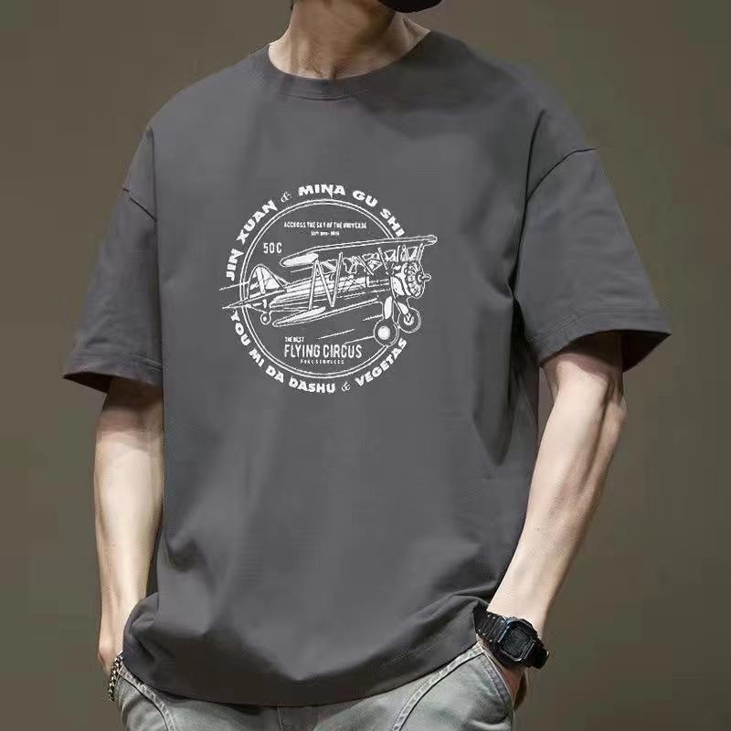 Retro Short Sleeved T-shirt for Men's Summer Fashion Brand Pure Cotton T-shirt with Fashionable Pattern