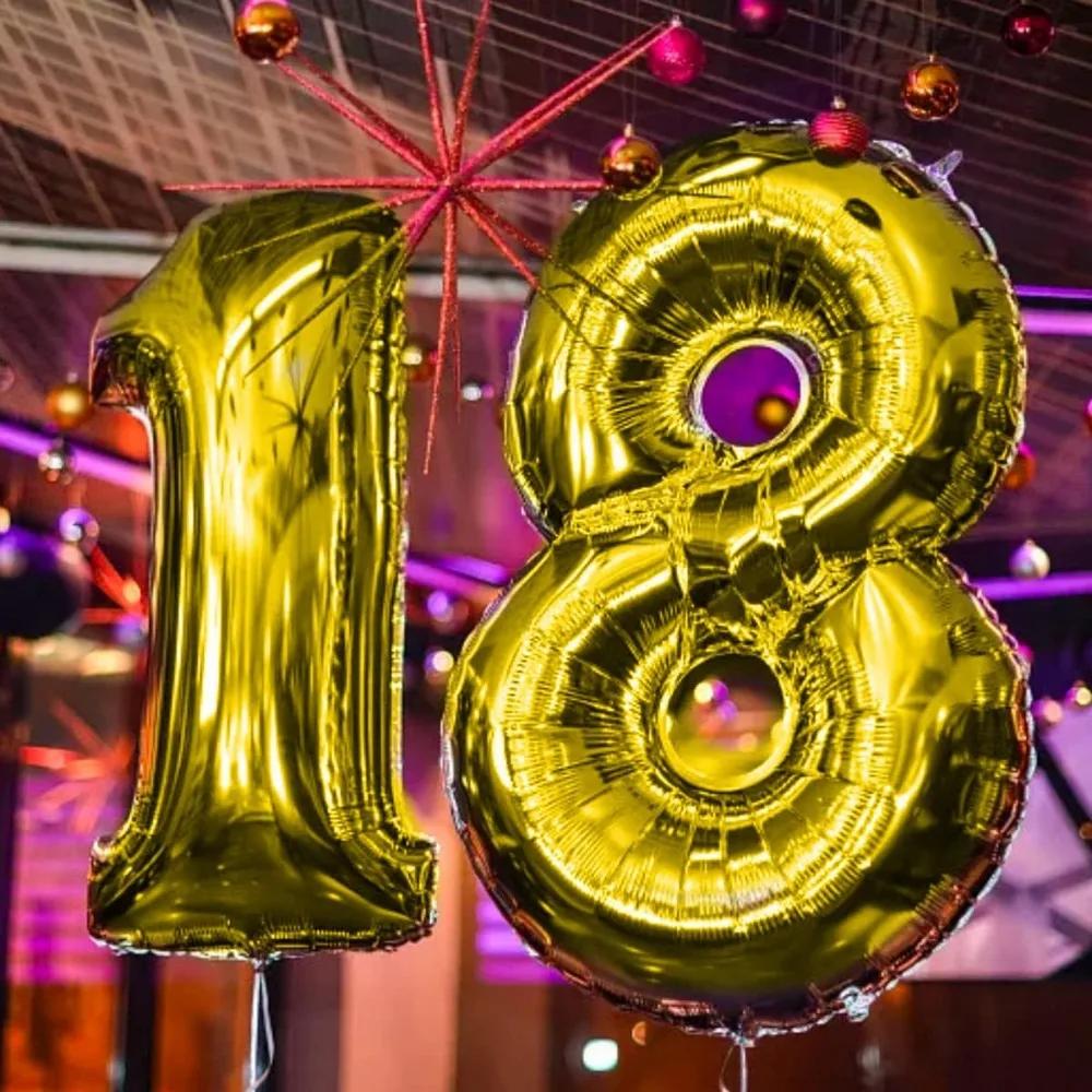 Gold 18 Balloon 40 Inch Giant Helium Foil Number for Boys Girls 18th Birthday Party Decor Anniversary Graduation Party Decoratio