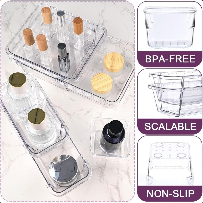 Expandable Drawer Storage Organizers Compartments Sturdy Waterproof ABS Plastic Tray For Utensils Accessories