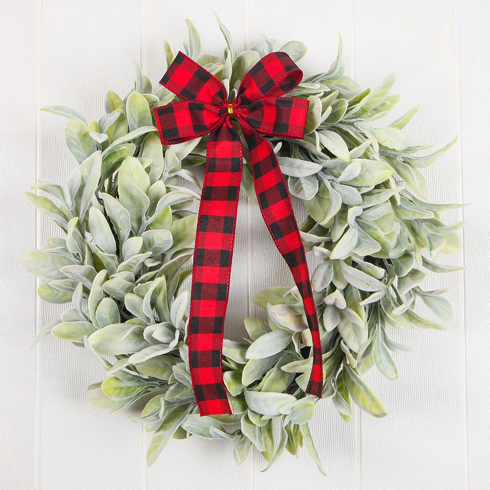 

Стая листьев кроличьего ушка имитация ротангового кольца зеленые растения пасторальная гирлянда торговый центр весенние украшения гирлянда 40cm