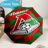Custom Name Umbrella White Stripes Soccer Team Umbrella 8-Frame for Travel, Camping, Casual Lightweight Portable, Essential for Family Gifts