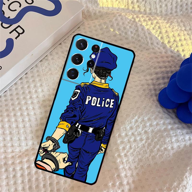 Police Phone Case For Samsung Galaxy S25 Ultra S9 S10 S20 S22 S21 S23 Plus S24 FE Portector Cover