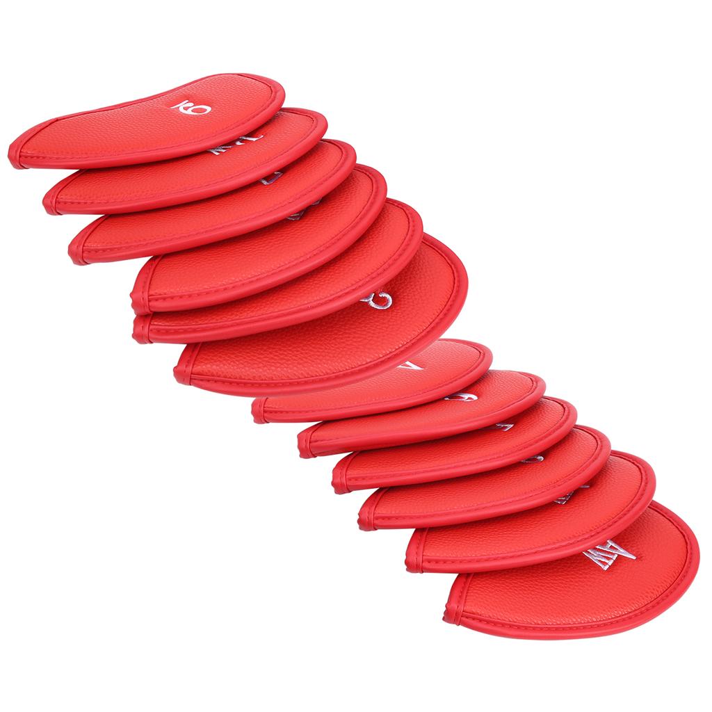 12 Stück Tasche Golfschläger Eisenkopfschoner Wasserdichter Schutz Golfschlägerkopfschutz mit Nummernrot