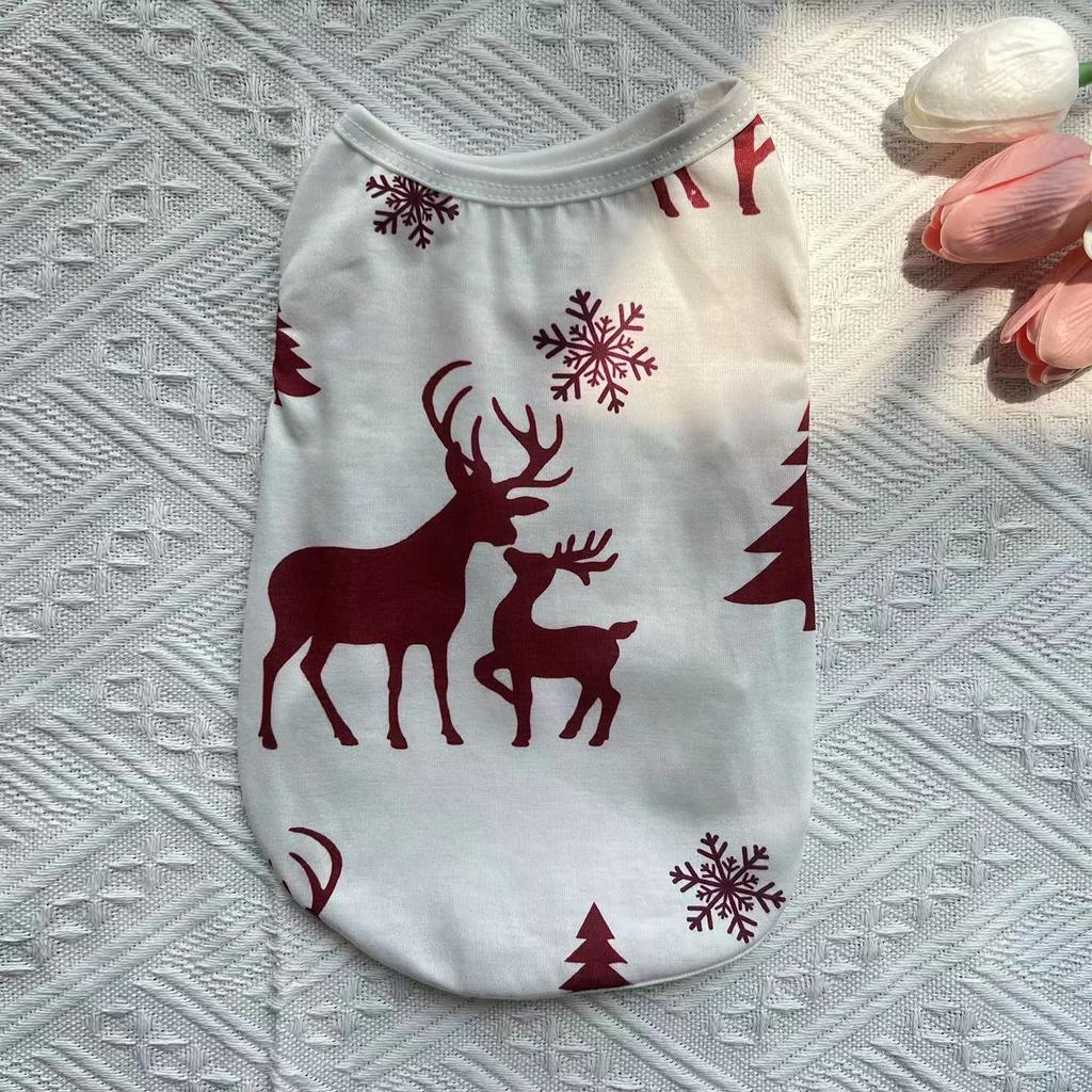 Summer Christmas Vest Pet Dog Dog Cat Thin Breathable Teddy Bigbear Small Dog Pet Clothing
