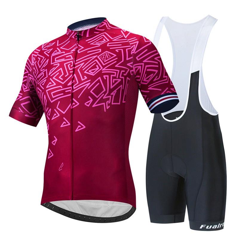 Mens Mountain Bike Cycling Jersey Bib Shorts Set Breathable Quick-Dry Sportswear Outdoor Riding