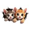 2 X Cat With Holes On Wall Funny Car Decals - Self Adhesive Cartoon
