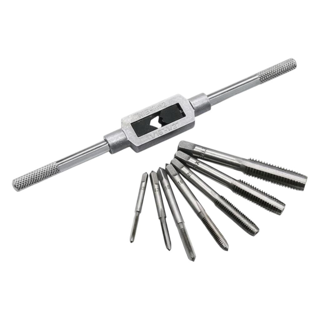 Zestaw Gwintowników Ręcznych M3-M12 + Pokrętło 8 Elementów Do Metalu