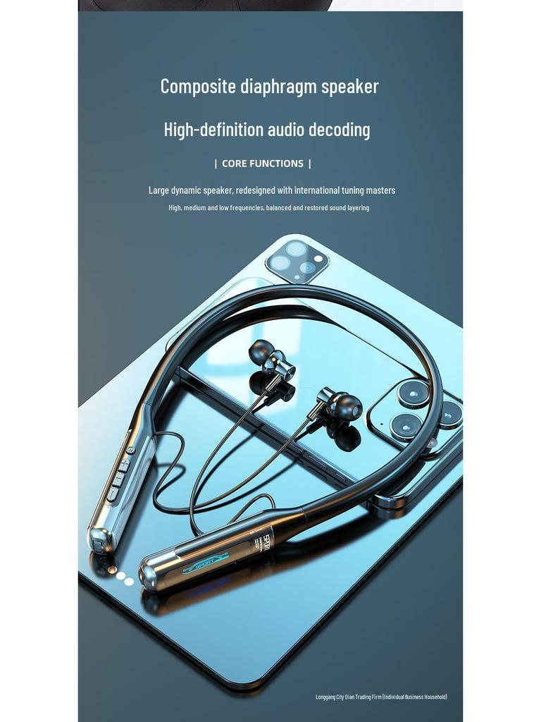 Deep Bass Wireless Earphones: Neckband, Long Battery, Noise-Canceling, Waterproof, Ideal for Students, Gaming, Sports & Running