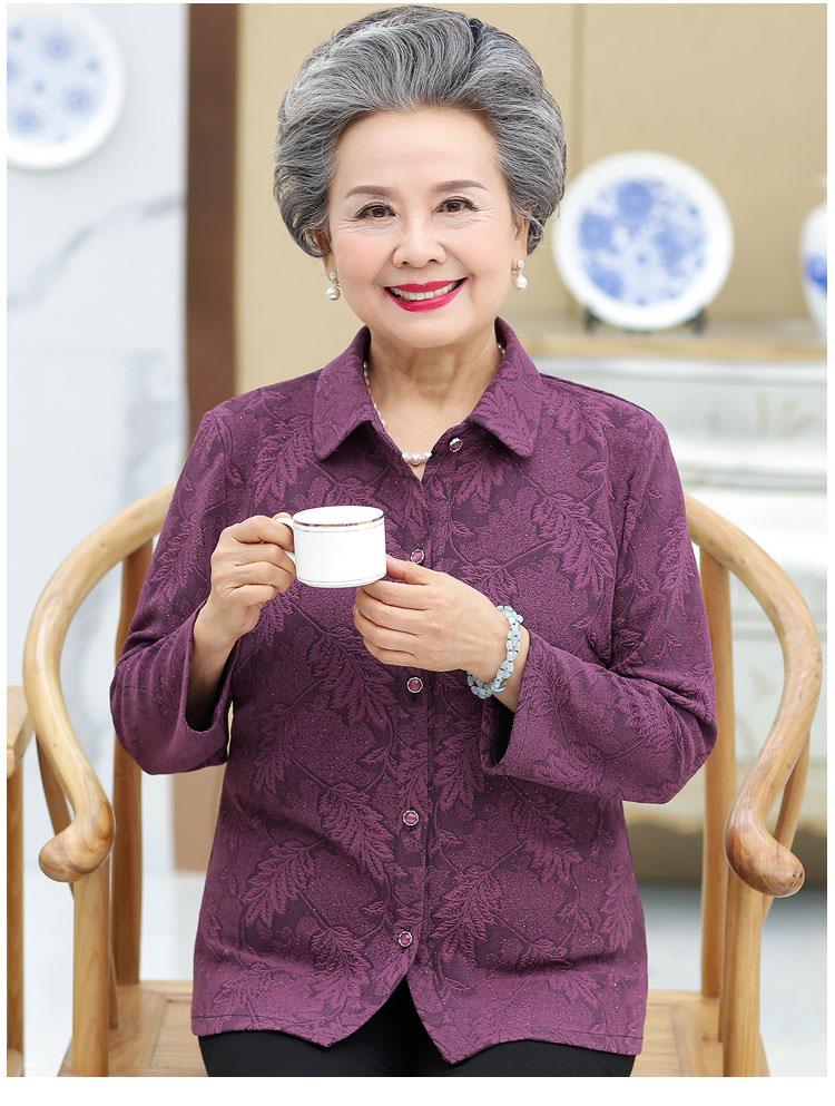 Grandma's Long-Sleeve Spring & Autumn Top for Elderly Women