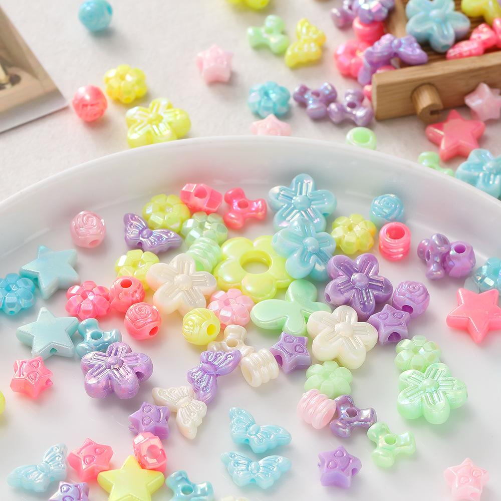 Macaron six-valve flower pentagram butterfly tube beads random mixed beads DIY beaded material