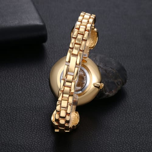 Women's Sparkling Gold Watch with 3ATM Water Resistance: Diamonds, Analog Display, Cute and Stylish Alloy Strap, Casual and Business Fashion Watch - P