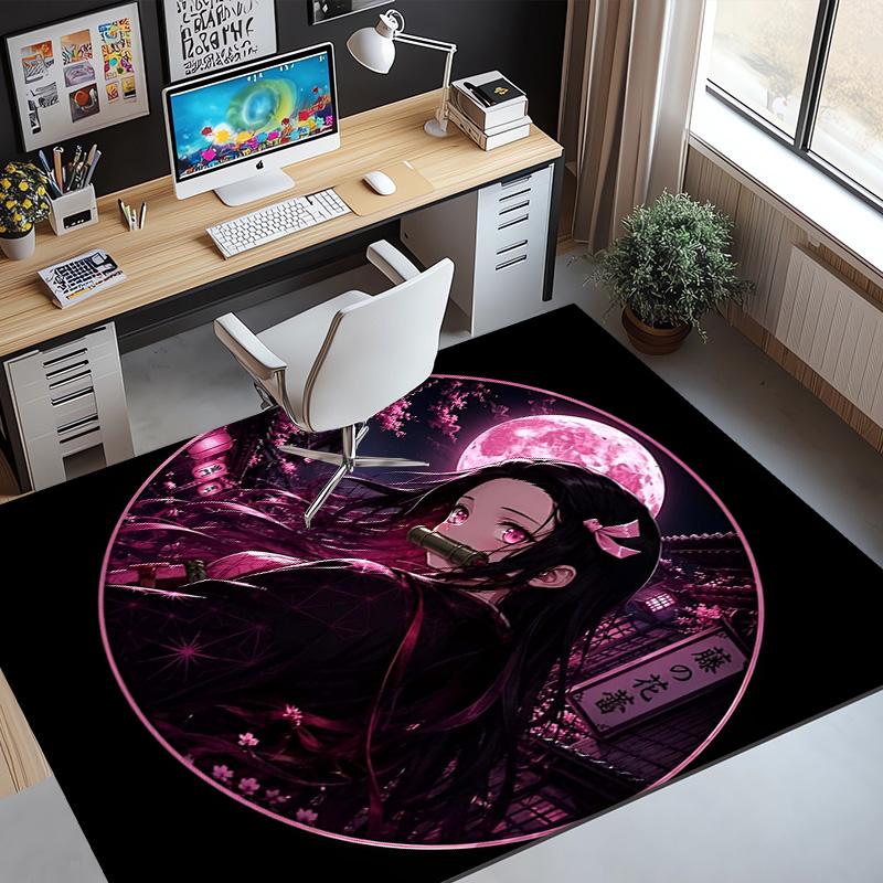 Demon Slayer Pattern Rug, Indoor/Outdoor Mat, for Picnic, Gameroom, Bedroom, Office, Living Room, Home Decor Carpet, Birthday Gift