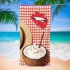 Retro Pop Art Red Milkshake Lips Beach Towel Soft Absorbent Towel Pink Sunglasses Checkered Print Quick-Dry Lightweight Towel