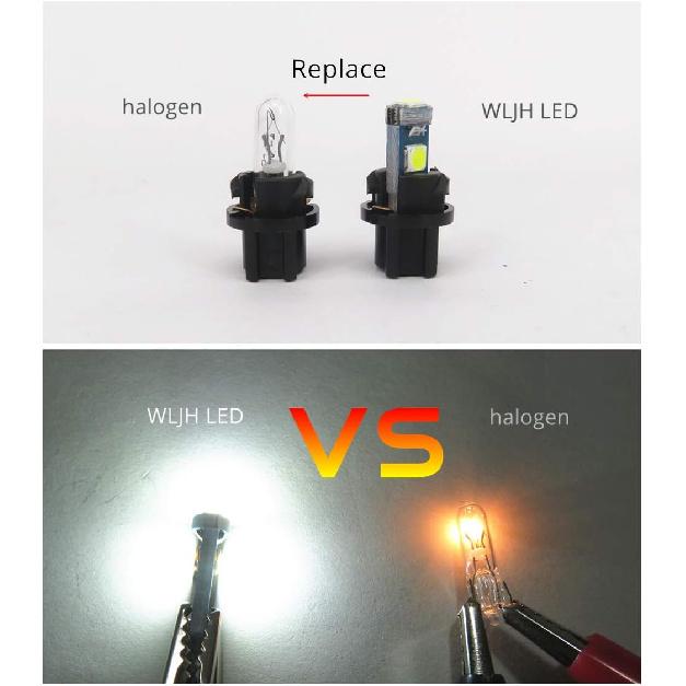 WLJH 6Pack White Dash Lights PC74 Twist Locket Socket Wedge T5 LED Bulb 37 74 2721 3030SMD Dashboard trument Cluster Bulbs,Plug and Play