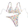 Floral High Leg Cut Thong Bikini Women's Two-Piece Swimsuit Female Swimwear Bather Bathing Suit Female Summer Beachwear
