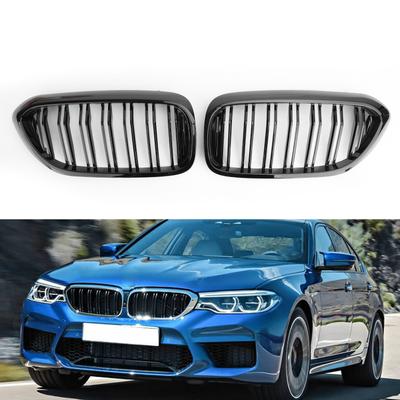 Przedni Grill Nerki Błyszczący Czarny Podwójna Listwa Dla BMW Serii 5 G30 G31 Sedan 17-19