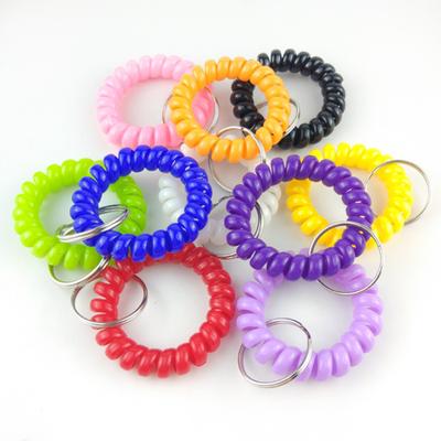 6 Stück bunte Spiralkordel Armband Spiral Schlüsselanhänger Schlüsselring für Fitnessstudio Pool