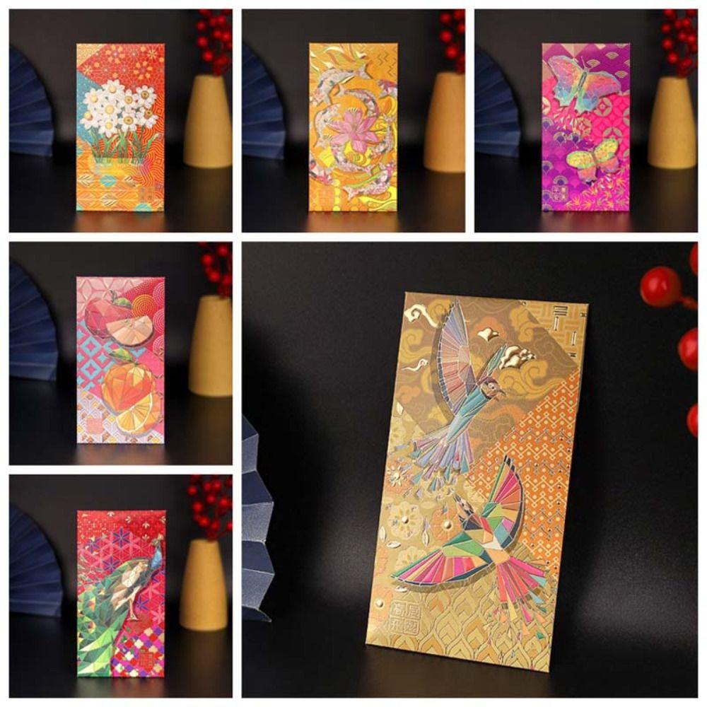 6Pcs/set Chinese Dragon Year Money Pocket Spring Festival Supplies Red Pocket Hongbao  Wedding