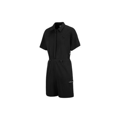 Ss23 Tribute To Chinese Culture Solid Color Square Neck Short Sleeve Romper Women Romper Black 621935-01