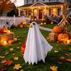 23 Inch Halloween Ghost Decoration with Bow Tie and Pumpkin Bucket Indoor Outdoor Hanging Prop for Porch Yard Party