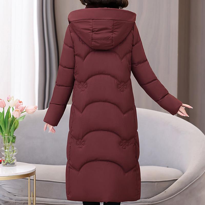 Plus Size XL-5XL Fashion Winter Woman Long Parkas Hooded Thick Warm Jacket Loose Middle Age Women's Coats