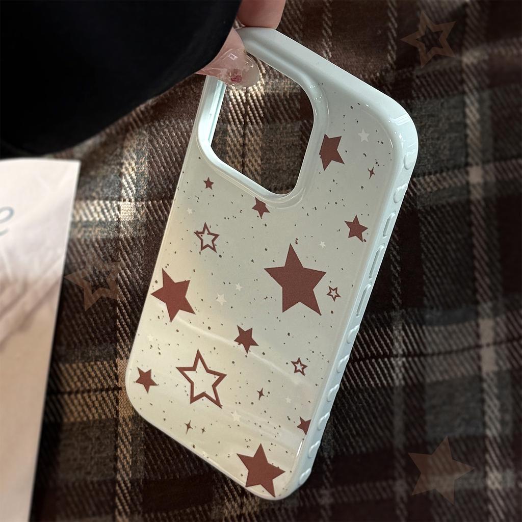Retro Ins Style Brown Star Apple 16 Mobile Case IPhone 15 Pro Max Applicable To 12 Anti Fall 14 Soft 13