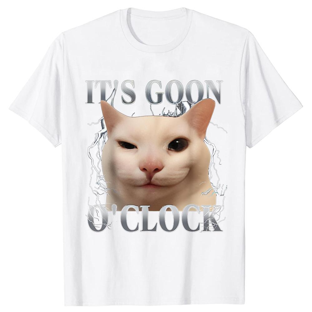 Sein Goon Oclock T-Shirt Lustiges Katzen-Meme Kurzarm Trendig Ästhetisch Unisex Unisex Skateboard Streetwear