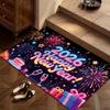 New Year Carpet Mat Rug Home Decoration Festive Fireworks Gift Pattern Entrance Door Mat Non-Slip Home Rug Welcome Mat