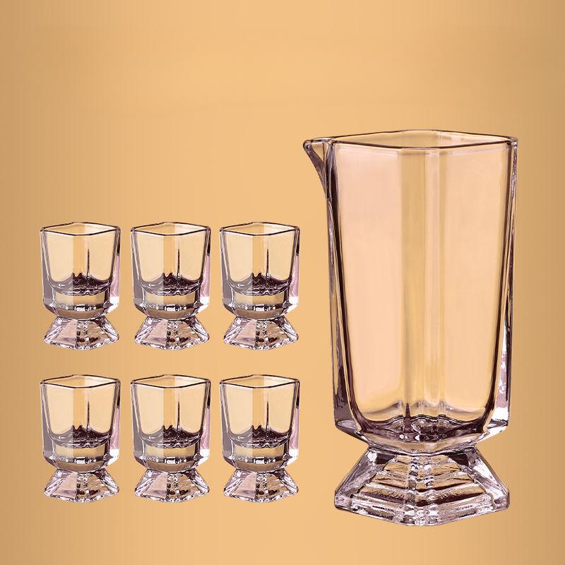 Baijiu Thickened Wine Dispenser Set,Household Glass One-shot Wine Glassware,Transparent Spirit Glasses Dispenser,Decanting Pot