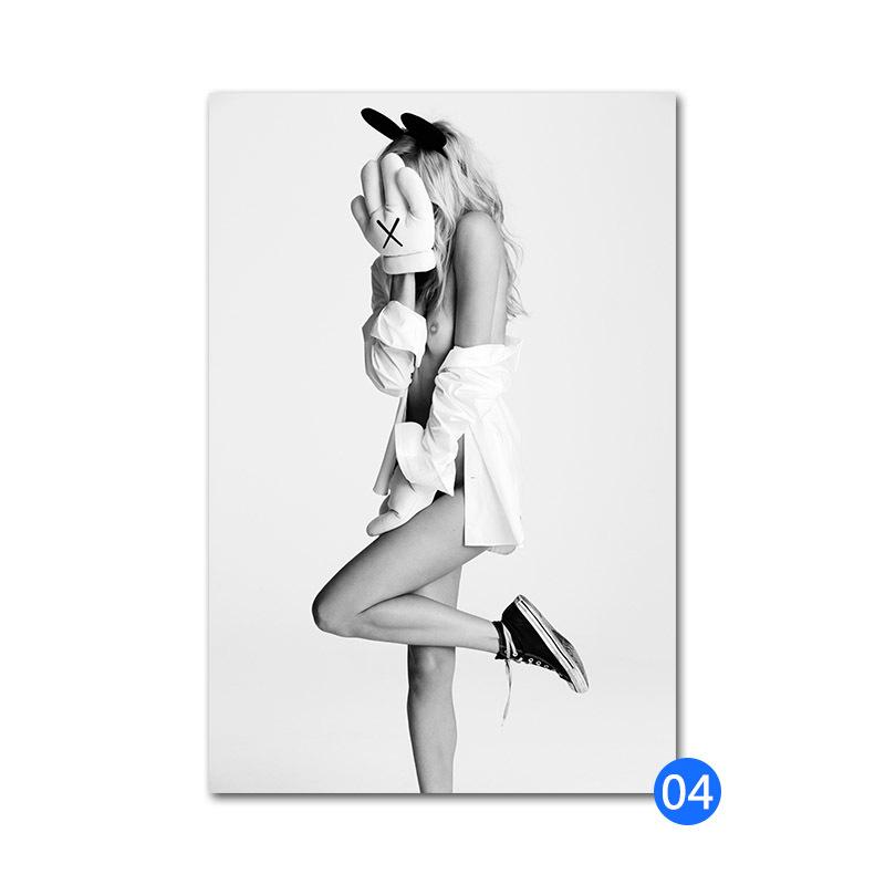 Heiße sexy Dessous-Bikini-Schönheit halbnackt, dekoratives Gemälde, Schwarz-Weiß-Engel, Badezimmer, Wohnzimmer, Leinwandgemälde