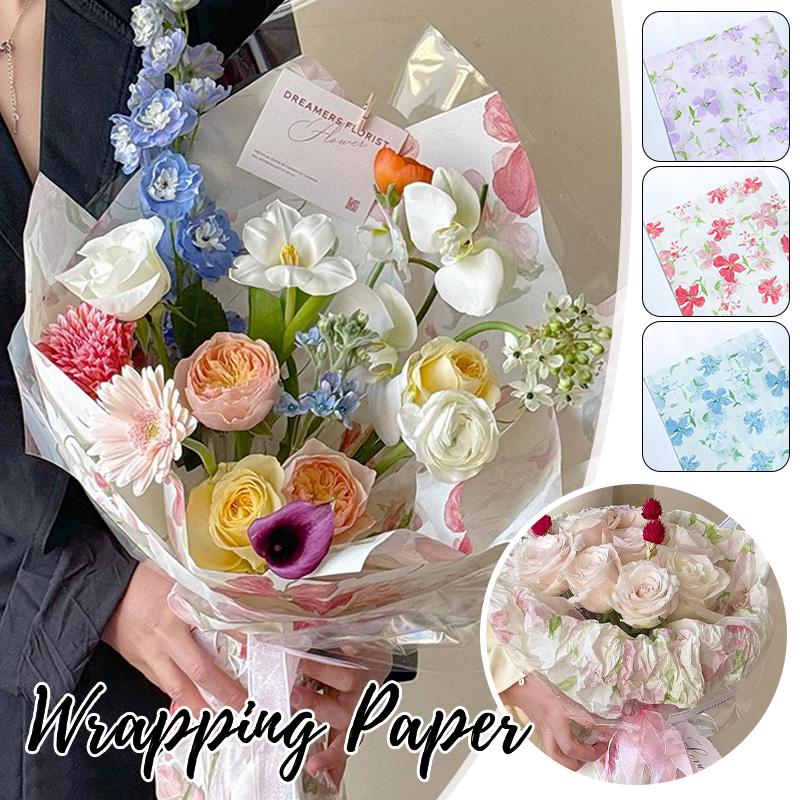 20PCS Bowknot Printed Snow Pear Paper Bouquet Packing Paper Hand-Kneaded Paper Flower Wrapping Paper Gift Packaging Supplies