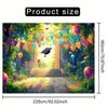 2D Graduation Garden Backdrop, Colorful Bunting, Balloons and Grad Cap Background