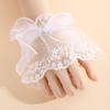 Lace Embroidery Tulle Gloves & Milk Silk Arm Sleeves for Wedding Dresses