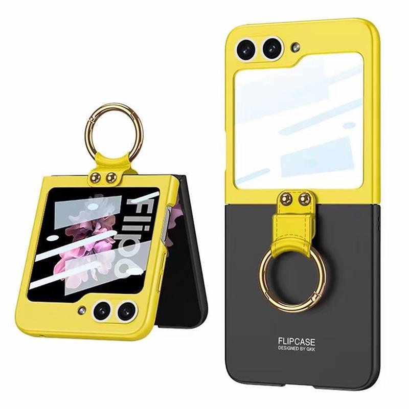 Samsung Galaxy Z Flip6 Faltbares Color-Block-Case mit Displayschutz & Ring-Schnalle