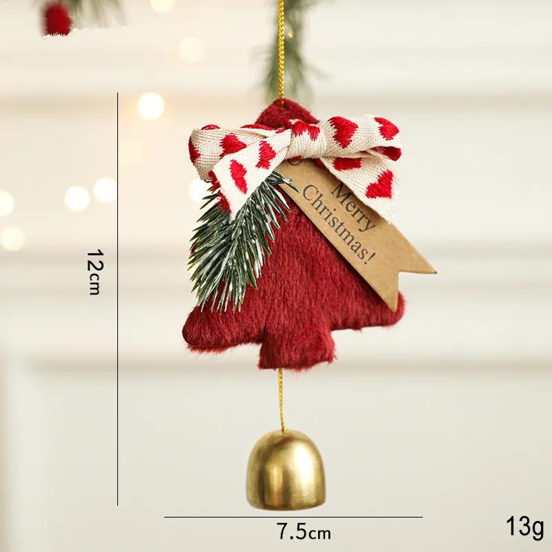 

Fabric Plush Christmas Metal Bells, Christmas Tree Pendants, Decorations, Atmosphere Decoration, Door And Wall Hangings 12 cm