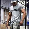 Gym Fitness Muscle Breathable Clothing Summer Cotton Short Sleeve Slim Fit T-shirts Gyms Bodybuilding Mens Casual Sport Shirts