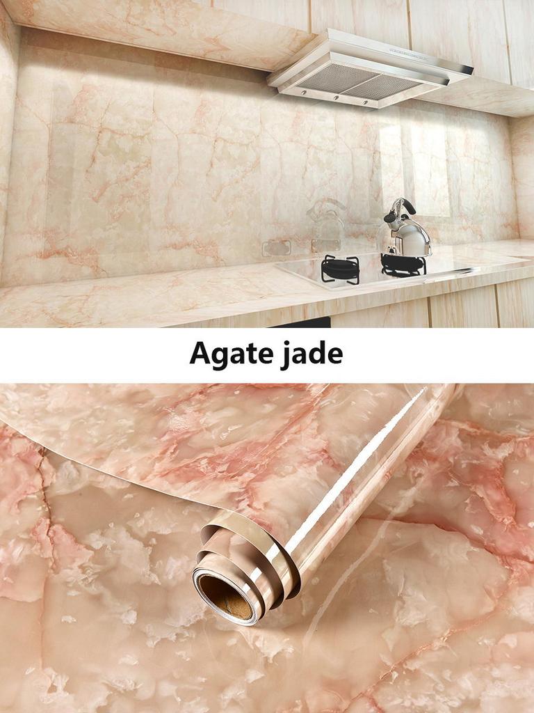 Pvc Thickened Water-Repellent And Oil-Proof Marble Wall Cover Self-Adhesive Sticker Bathroom Cabinet Cooktop Desktop Decorative Film