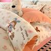 Cartoon Thickened Milk Fleece Coral Fleece Bed Four-Piece Set Fleece Flannel Quilt Cover Children'S Bed Single Three-Piece Set