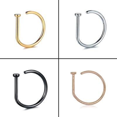 0.8/1cm Alloy Nose Rings D Shape Nose Hoop Stud Ear Cartilage Piercing Nose Nostril Piercing Nariz Body Jewelry Piercings