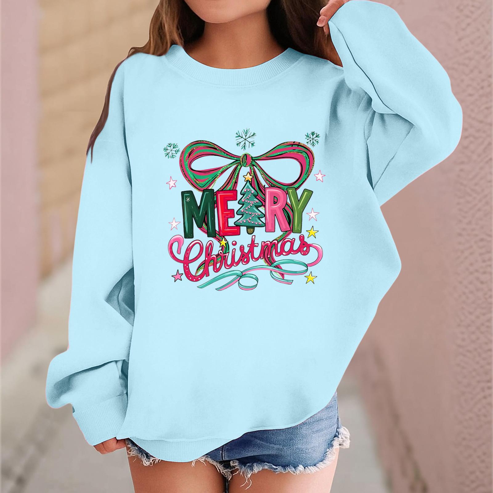 

Детский модный повседневный пуловер с длинными рукавами и свободного кроя с рождественским принтом 160