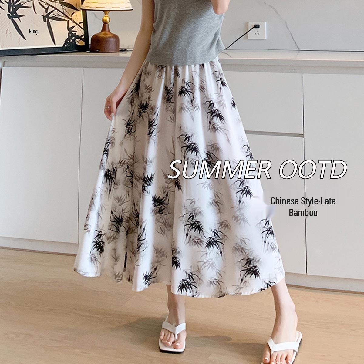 

2024 High Waist Chiffon Culottes - Women s Slimming Skirt with a Draped, Wide-Leg Summer Style L [60-70 kg]